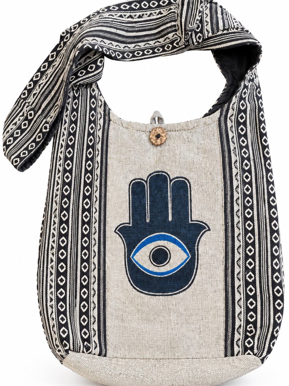 Himalaya Handmade Nepal Hamsa Eye Boho Cotton Shoulder Sling Bag